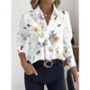 New fashion women's button-down shirt flowers, plants, butterflies, bees pattern, white background decorative printing