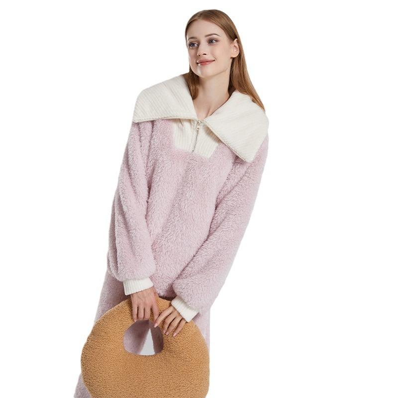 Liela izmēra sieviešu augstas kvalitātes silts mājas apģērbs rudens un ziemas garajām piedurknēm koraļļu samta biezs pidžamas komplekts