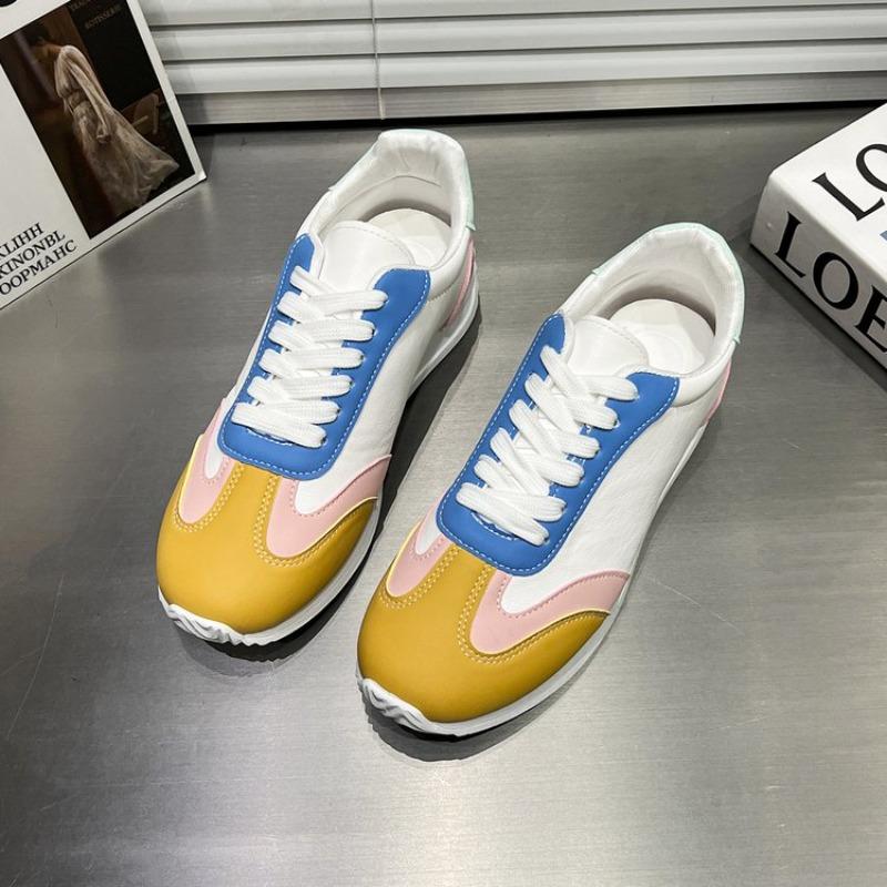 Spring New Mixed Color Women Flat Shoe Breathable Lace Up Real Leather Casual Shoe