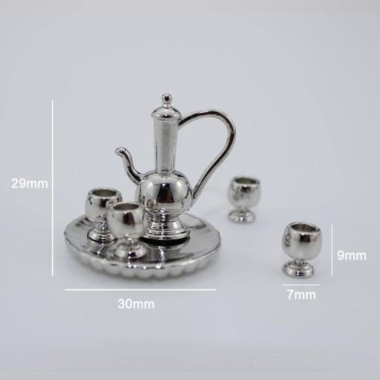 1:12 Gloss Miniature Cups Kettle Plate Tea Set Simulation Model Doll Accessories