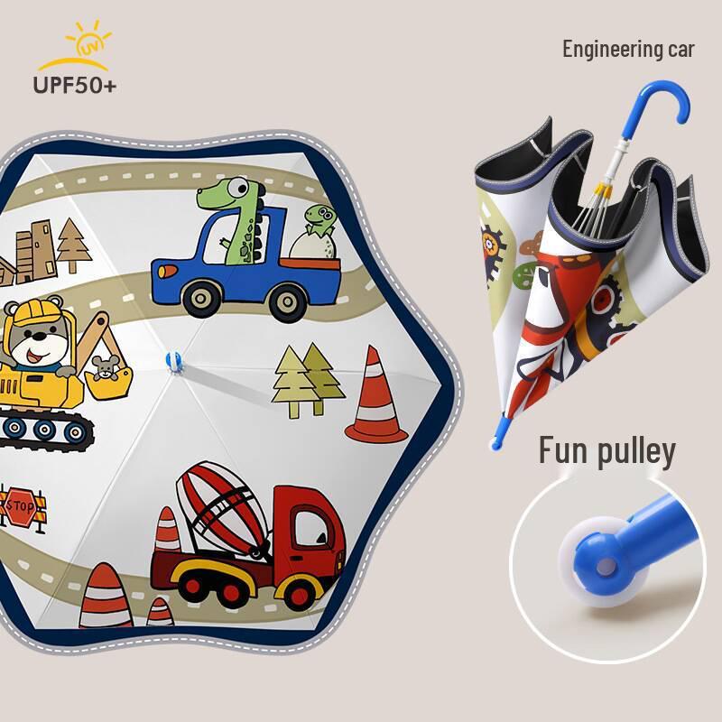 Children's Cartoon Umbrella: Round Corner, Anti-Stab Safety, Cute Long Handle, Lightweight for Kindergarten & Primary School Students.