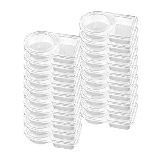 Double Compartment Condiment Container with Lids And Spoon Leakproof Sauce Box Reusable Transparent Seasoning Containers for Kitchen Cafe Restaurant