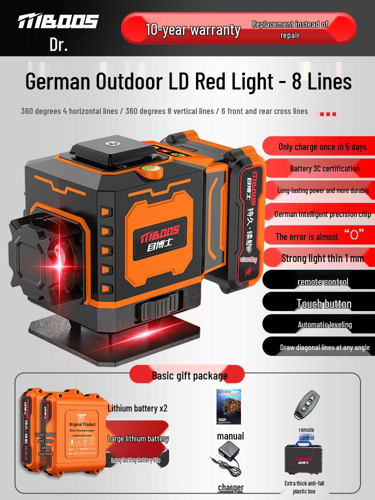 

12-Line High Precision Green Laser Level with Infrared Technology for Indoor/Outdoor Use