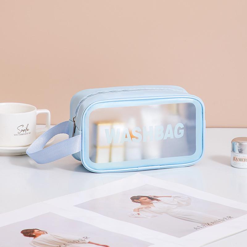 Large Waterproof Frosted Makeup Bag with Wet/Dry Separation, Portable Handheld Design