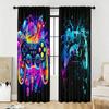 2PC Neon Graffiti Gaming Controller Curtains - Vibrant Abstract Print Window Drapes for Boys Bedroom Game Room Decor