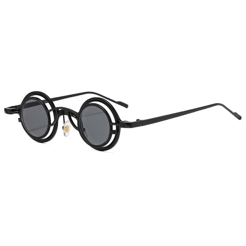Round Metal Frame Sunglasses Retros Trendy Light Weight Sunglasses with Sun Protecting for Outdoor Activity