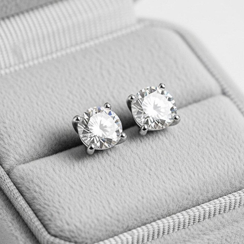 Maison De She Moissanite Earrings Wrap Diamond 4 Prong 1 Carat