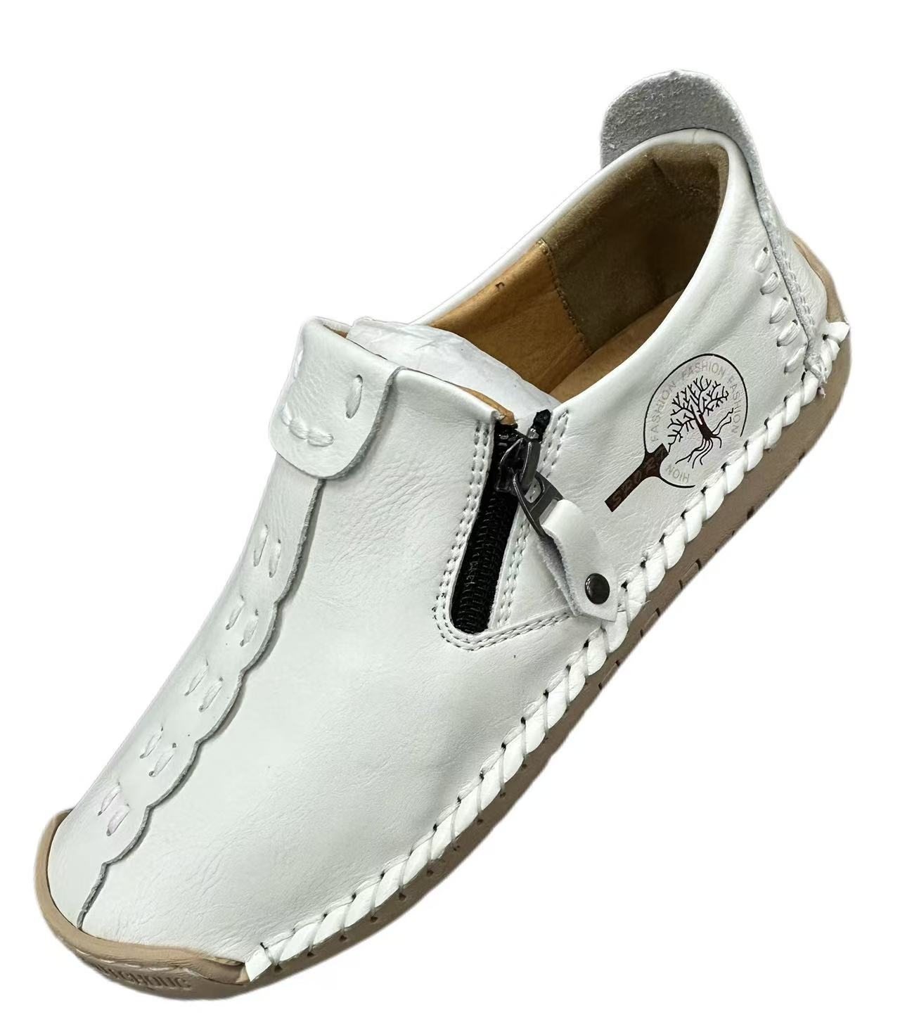 

New Spring and Autumn Slip-on Casual Shoes for Men, Plus Size, Hand-stitched Business Leather Shoes 48 білий