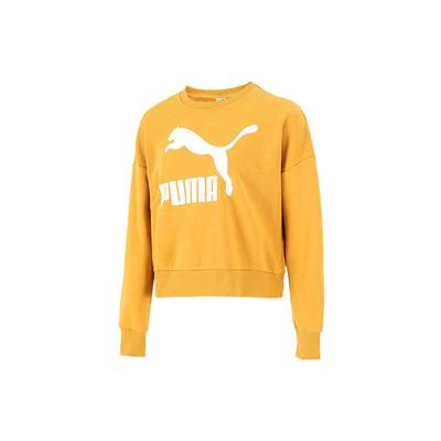 Sweat-shirt ras du cou de sport à logo imprimé color block pour femme Jaune 531382-37
