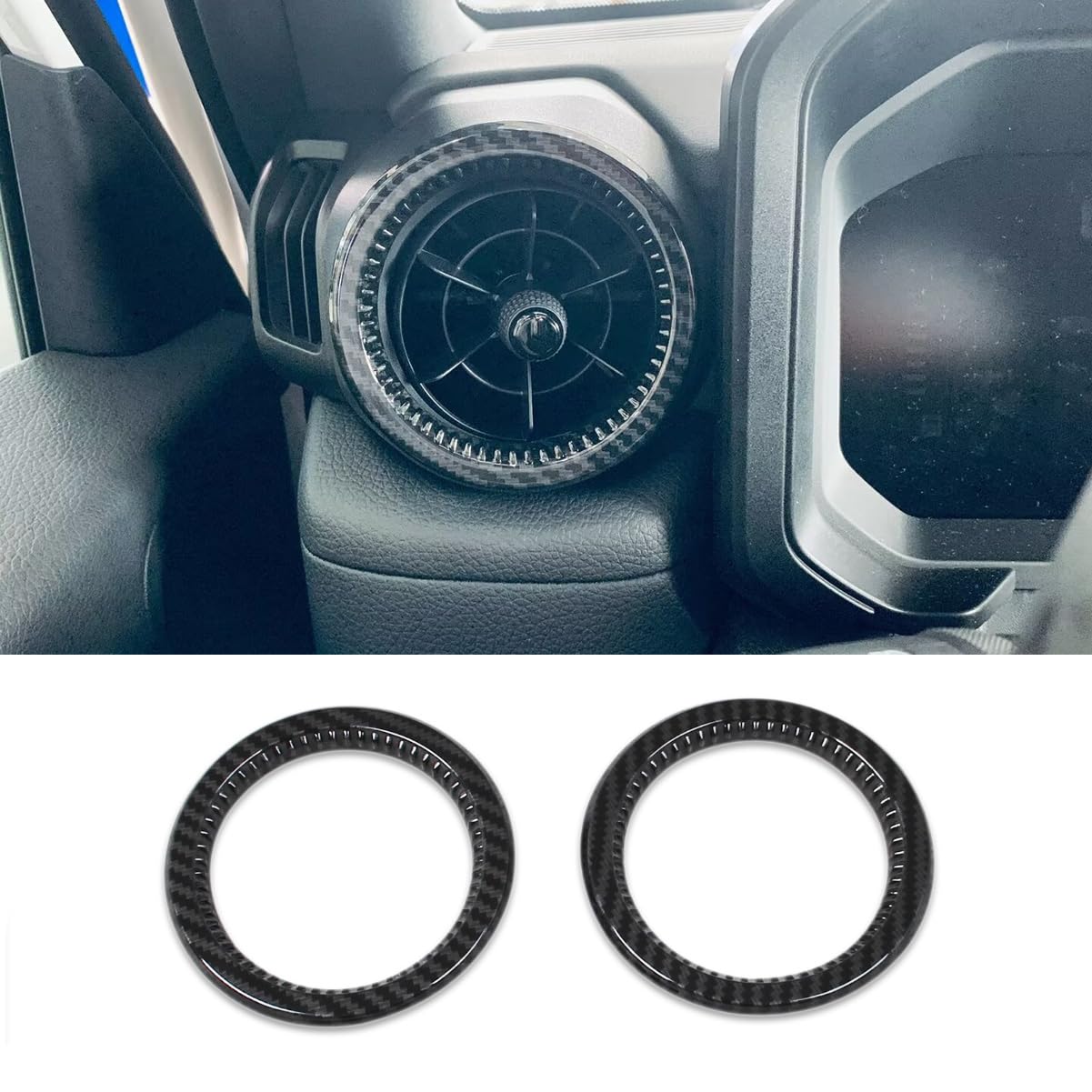 

RUIQ Toyota Land Cruiser 250 Series Interior Front Air Conditioning Vent Ring Garnish Panel Carbon Fiber (Black Finish)