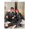 Couple Student Pajamas Ladies Artificial Ice Silk Thin Lapel Long-sleeved Long Pants Spring and Autumn Summer Homewear Cartoon