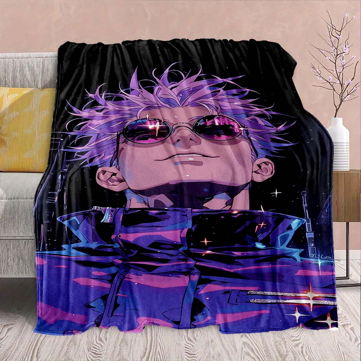 

Jujutsu Kaisen Flannel Pattern Blanket Warm Soft Throw Lightweight Plush Sofa Bed Home Decor -QJY 75x90cm