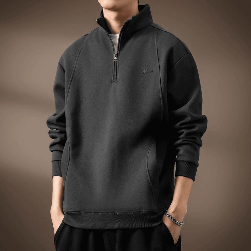 Autumn Winter Thick Loose Lapel Base Sweatshirts Solid Color All-match Korean Simplicity Pullover Men's Clothing Chic Hoodies