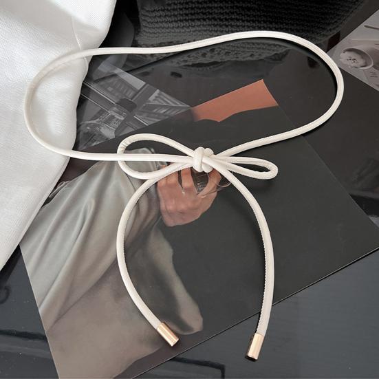 Dámské tenký pásek kulatý pás z umělé kůže šněrování elastický pás bunda svetr pas ozdobný pásek k outfitu příslušenství