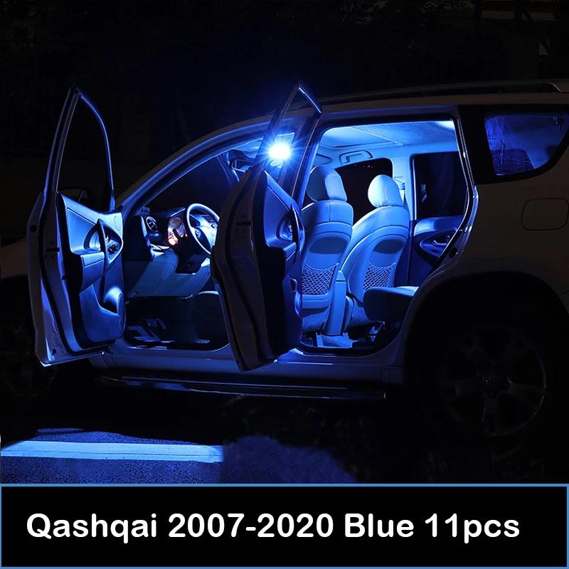 For Nissan Qashqai J10 J11 J12 2007 - 2012 2013 2014 2015 2016 2017 2018      2024 Car LED Bulbs Accessories Qashqai J10 J11 Blue