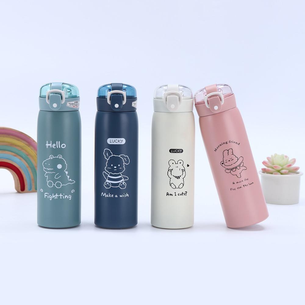 Straw Design Thermal Water Bottle 350ml/500ml Thermoscup Cartoon Thermal Flask  Kids