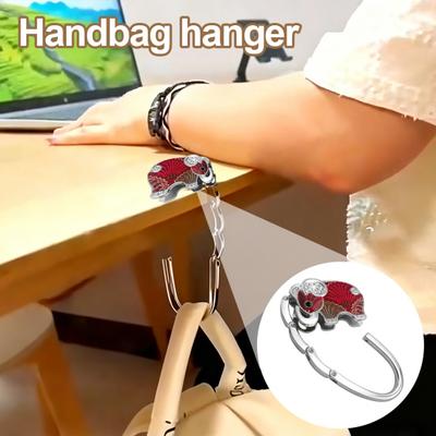 Elefant Handtaschenhaken Faltbarer Legierungs-Taschenaufhänger mit Rutschfester Basis Tragbarer Tisch-Taschen-Geldbörsenhaken Schlüsselanhänger