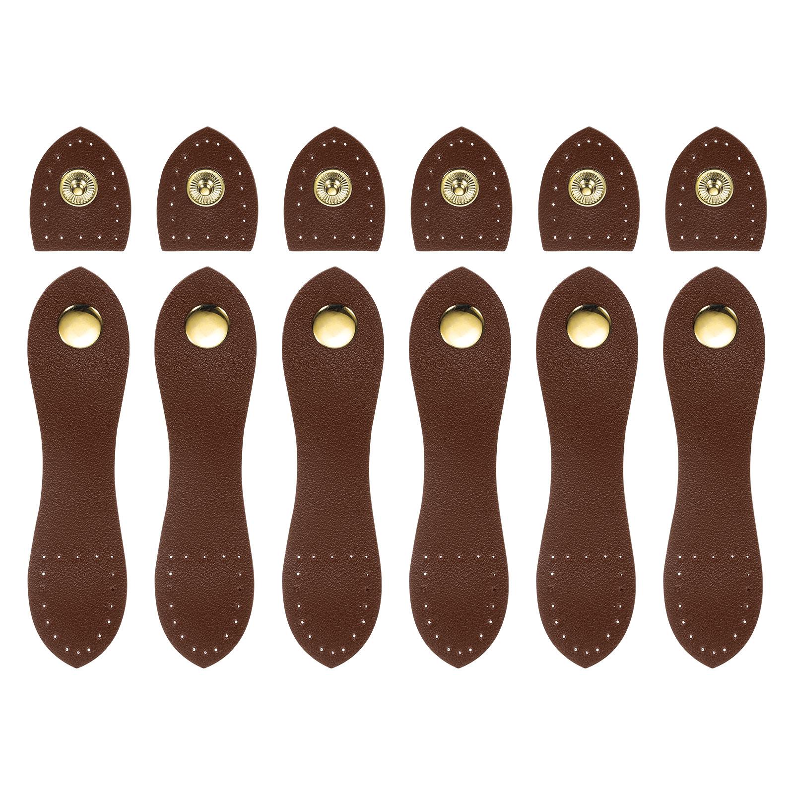 

6pcs Leather Snap Buckles, Sew on Toggle Closure Buckle, Snap Buttons Tab Buckle Fasteners Buttons Replacement for Jacket DIY темно-коричневого кольору