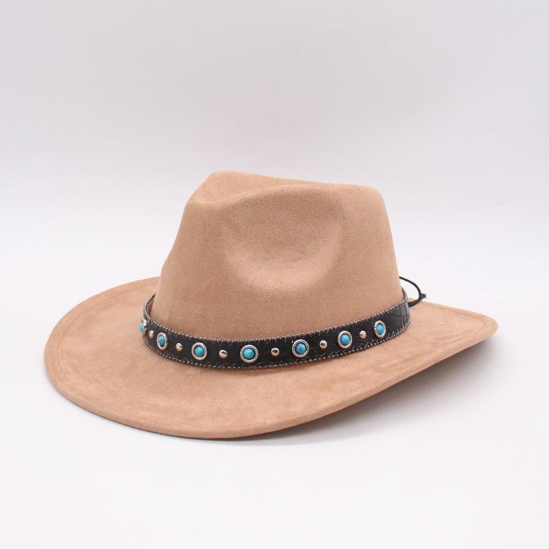 

Cross-Border Retro Western Denim Hat European And American Fashion Street Party Temperament Jazz Hat Peach Top Hat Men And Women one size (j peach cow)