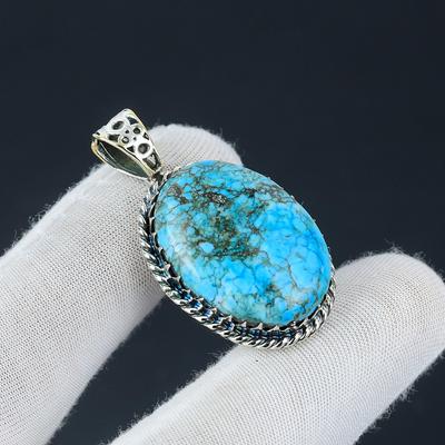 Tibetan Turquoise Pendant, Turquoise Gemstone Handmade 925 Sterling Silver Jewelry Pendant For Women's Gifts, Gemstone Jewelry For Her