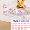Ochelari de vedere miopie Cat Eye pentru femei Brand de modă Metal Semi-rame Ochelari pentru computer Anti Lumină Albastră Ochelari Optici -2