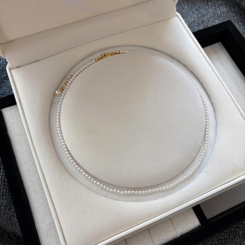 S Home Australia White Extremely Fine Pearl Necklace Women's Light Luxury Niche Temperament Beaded Clavicle Chain with Jewelry