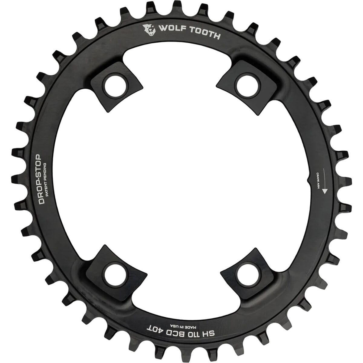 Wolf Tooth Elliptical 110 BCD Chainring For Shimano 4 Bolt small чёрный