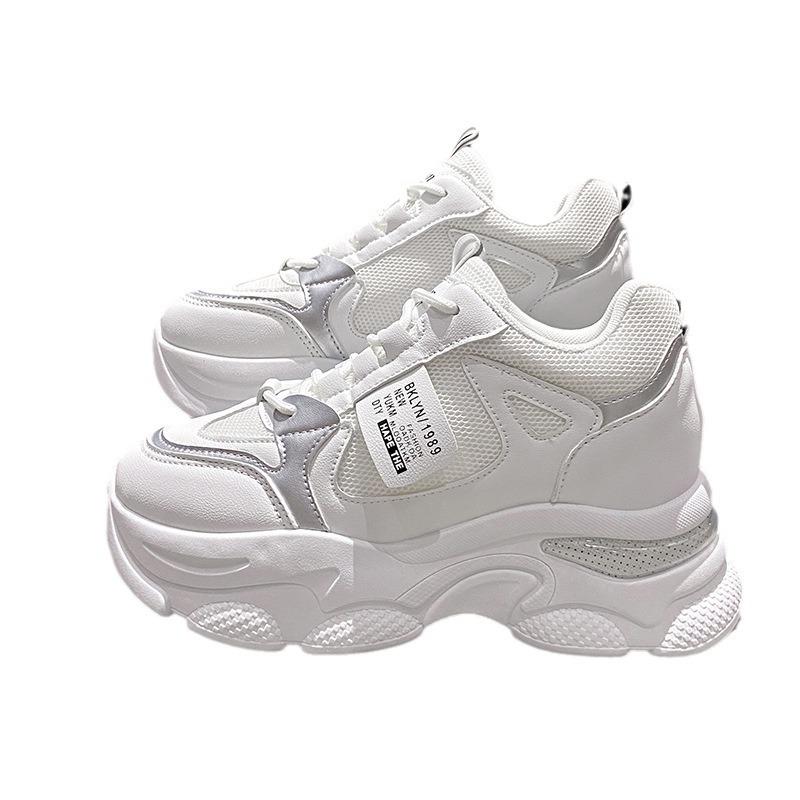 Thick-soled dad shoes for women 2025 spring and autumn new Korean version small man height increase casual breathable mesh sneakers for women