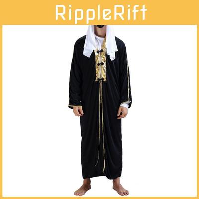 Majestätisches nahöstliches Sultanskostüm für männliche Verkleidung mit luxuriösem schwarzem Polyester
