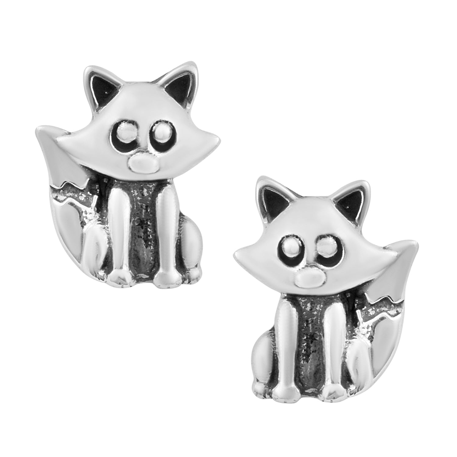 

Fox Stud Earrings - 925 Sterling Silver білий