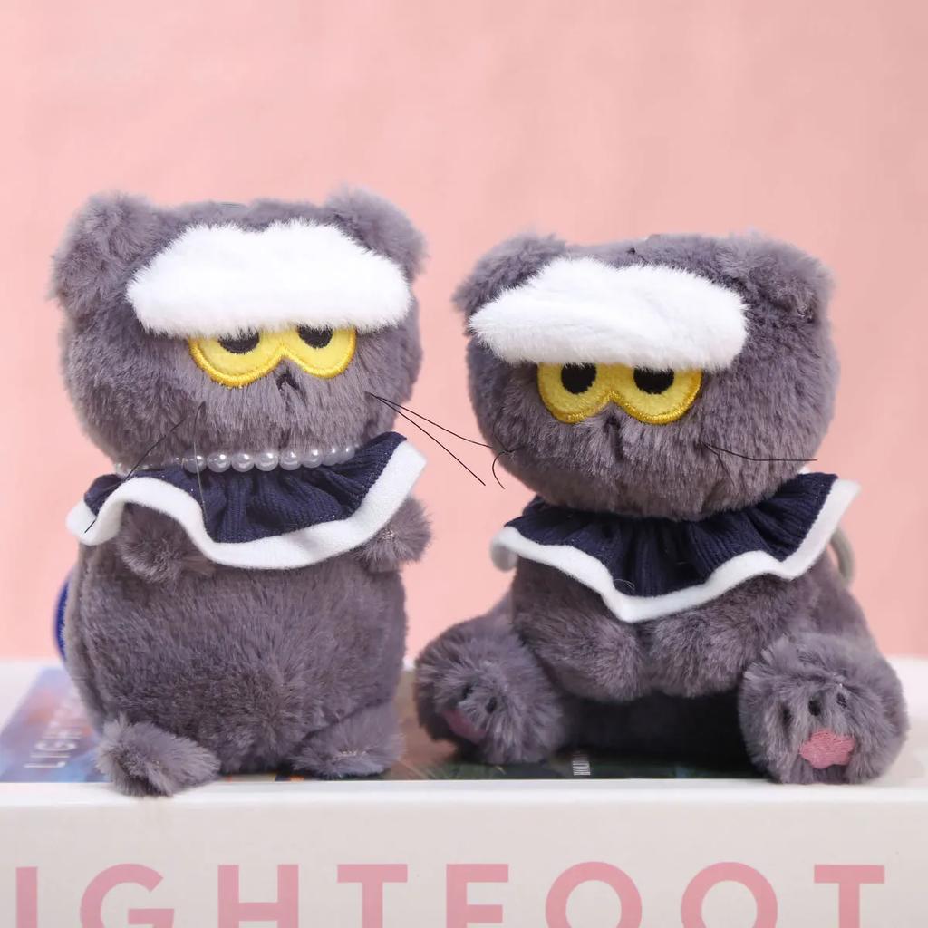 Cute Anime Angry Cloud Cat Plush Keychain Soft Fluffy Cartoon Kitten Plushie Doll Kawaii Kpop Idol Stuffed Pendant Bags Decor