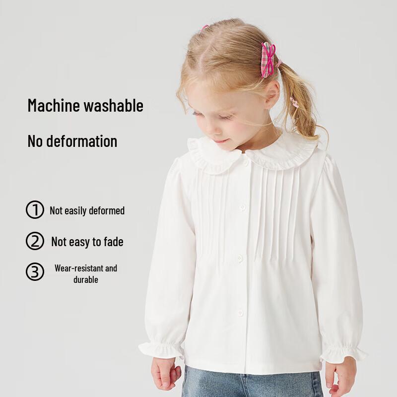KuWaMi Girls' Ruffled Peter Pan Collar Shirt