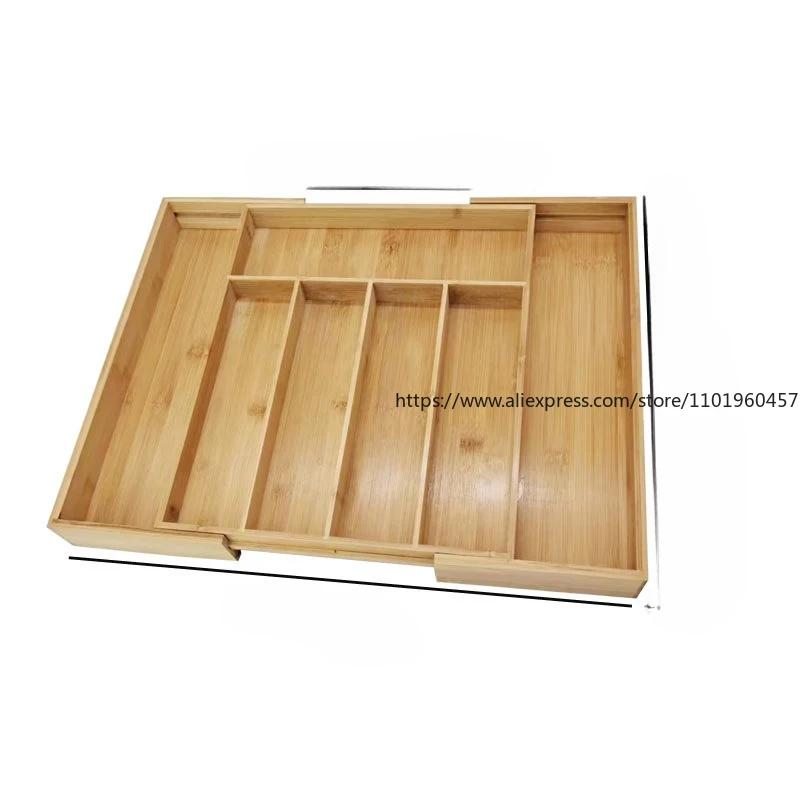 Bamboo Expandable Drawer Organizer for Utensils Holder, Adjustable Cutlery Tray, Wood Drawer Dividers Organizer for Silverware