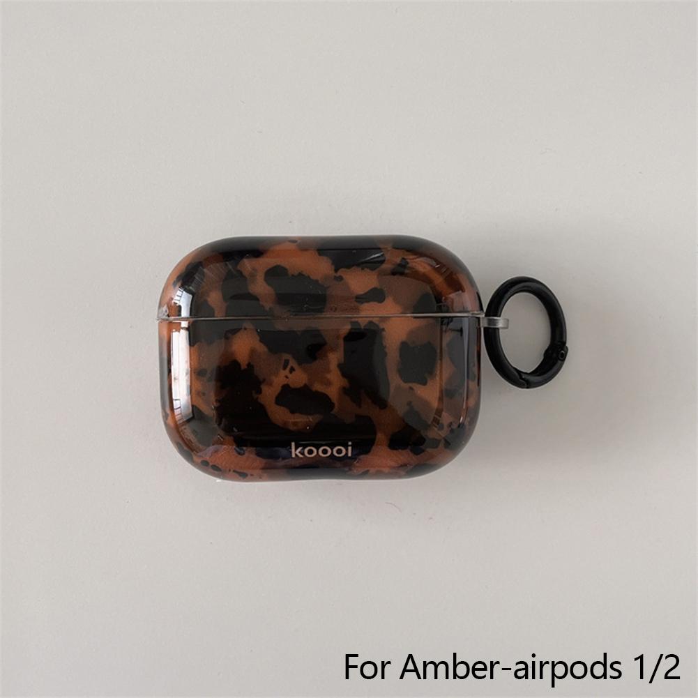 Stylish Dark Color Tortoiseshell Amber Glossy Cover Case For AirPods 1 2 3 4 Pro AirPods Pro 2 Shockproof Protective Case