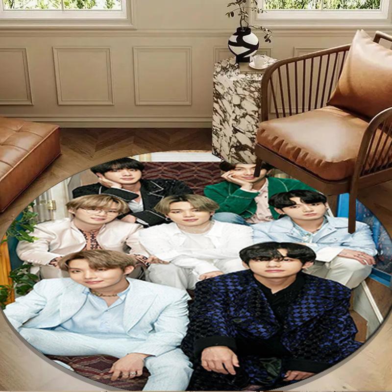 K-pop Music Group Round Rug for Livingroom,Bedroom, Palyroom, Chair Rug, Area Rug, Circle Carpet, Large Size Fan Christmas Gift
