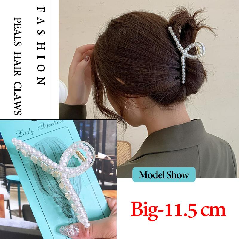 14 Styles Big Pearls Hair Clip Claws Oversize Small  Tiktak Hair Accessories for Women Korean Black White Barrette  New