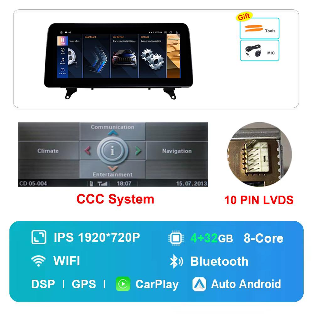 12.3 inch for BMW X5 E70 X6 E71 2007 - 2013 CCC CIC System GPS HD Touch Screen Android Car Radio Multimedia Player