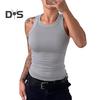 Women Vest Round Neck Sleeveless Elastic Slim Fit Tops Solid Color Sport Camisole Summer Gym Fitness Tops