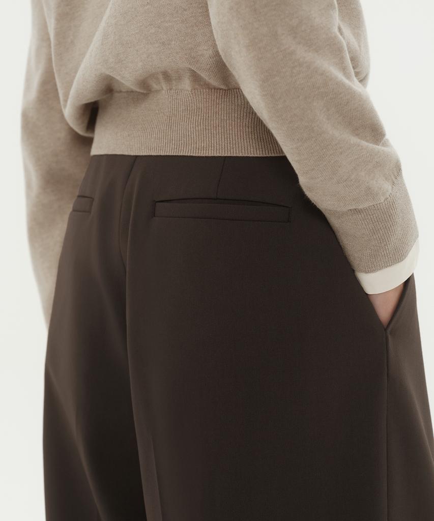 MUSINSA STANDARD WOMAN Women'S Waist Strap Deep Tuck Wide Slacks [Khaki Brown]