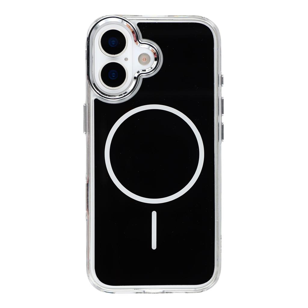 For iPhone 16 Magnetic Case Electroplated Camera Frame TPU Acrylic Anti-drop Phone Back Cover Compatible with MagSafe