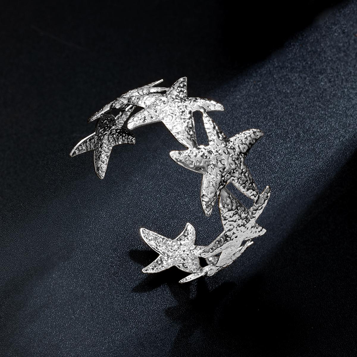 

Punk fashion style metal starfish open bracelet, versatile for daily use