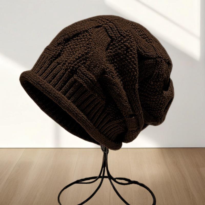 Autumn/Winter Women's Rolled Edge Loose Knit Wool Hat