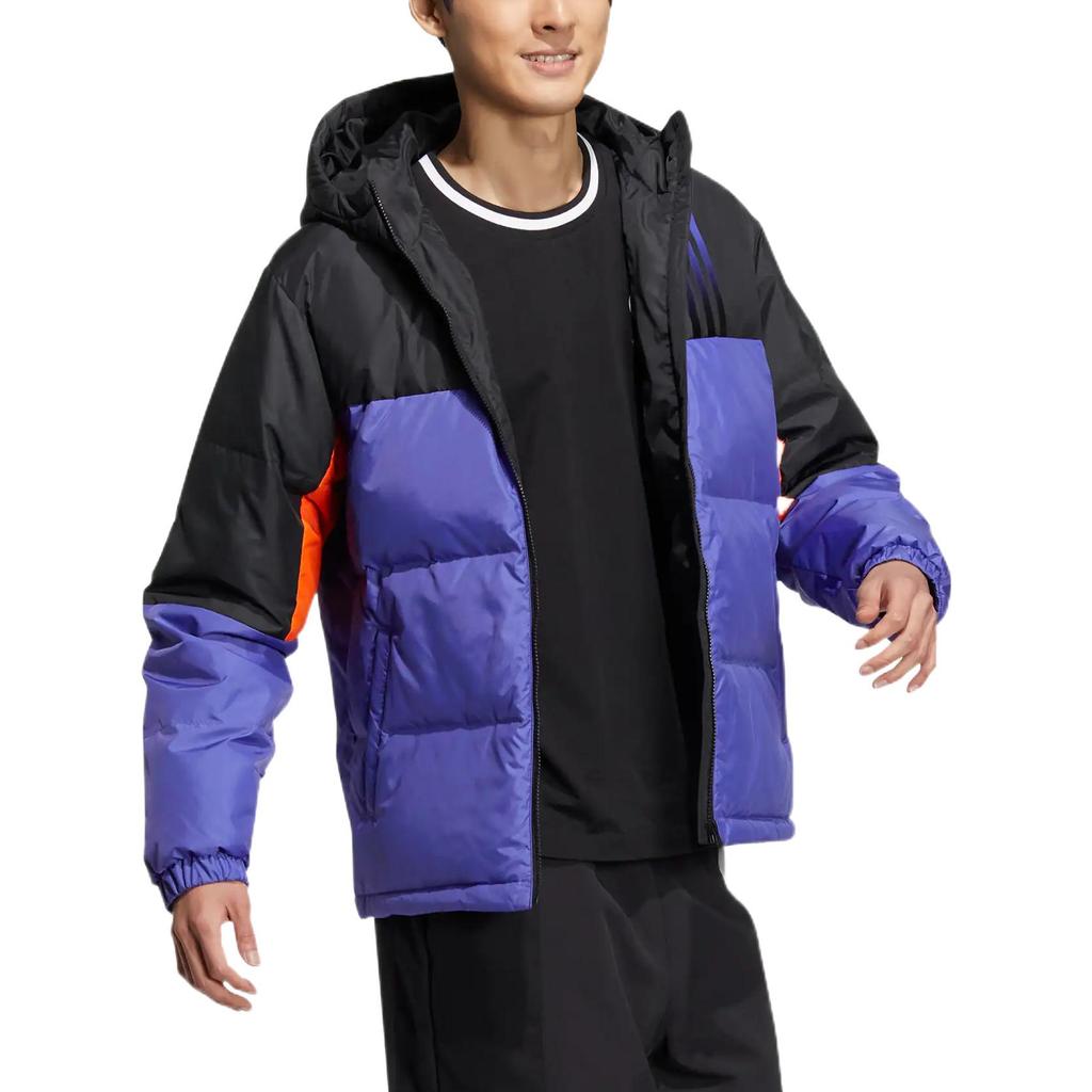 Adidas Neo FW22 Letter Print Zip Hooded Down Jacket Unisex Outerwear Purple HN7205