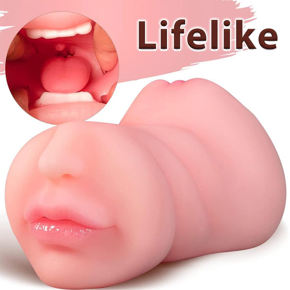 3 In 1 Pocket Pussy Sex Doll with Realistic Textured Mouth Vagina and Tight Anus Masturbator Male Stimulator Deep Throat Oral Adult Sex Toys