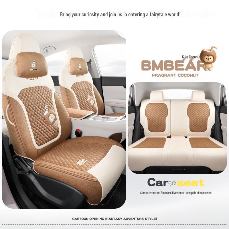 Geely Star Wish Cartoon Linen Seat Covers, Full-Coverage, All-Season Breathable Cushions for UP-Specific Cars