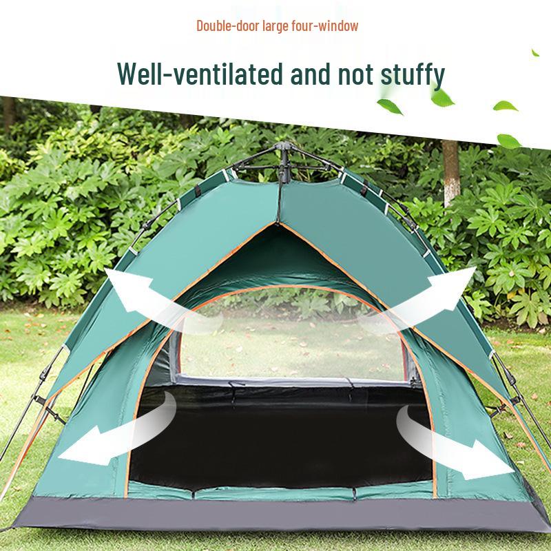 Adventure Double-Layer Camping Tent: Windproof, Waterproof, Lightweight, 3-4 Person Oxford Cloth Outdoor Shelter 3-4 Person темно-зеленого