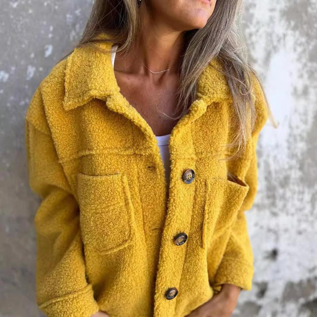 2024 Autumn/Winter Turn-Down Collar Single-Breasted Lambswool Coat