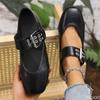 Retro Women's Single Shoes Spring New Buckle Flat Bottom Design Mary Jane Single Shoes Women Zapatos De Mujer Platform