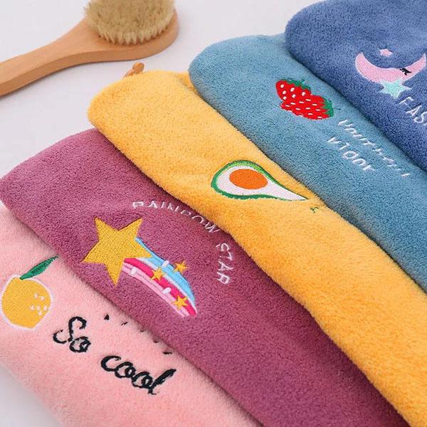 WTEMPO 1PC Women's Winter Dry Hair Cap Absorbent Shower Cap Hair Washing Quick Drying Embroidered Towel Female Thickened Hair Towels