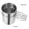 Składane Naczynia Kempingowe Stal Nierdzewna 304 Spożywcza Wielofunkcyjne Przenośne Kubki Kempingowe Kubki Garnki z Pokrywką na Zewnątrz